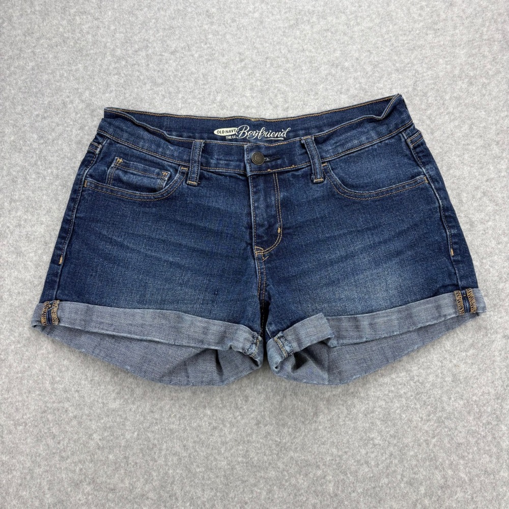 Old Navy Denim Shorts Womens 4 Blue Low Rise Cuffed Boyfriend Dark‎ Wash Summer